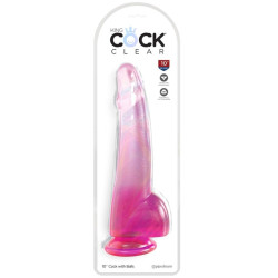 King Cock - Clear Gode  Testicules 19 Cm Rose